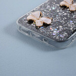 Capa iPhone 12 Max / 12 Pro Glitter 3D Butterflies