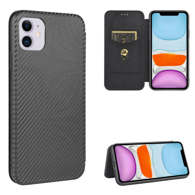 Tampa Flip Cover iPhone 12 Max / 12 Pro Fibra de Carbono