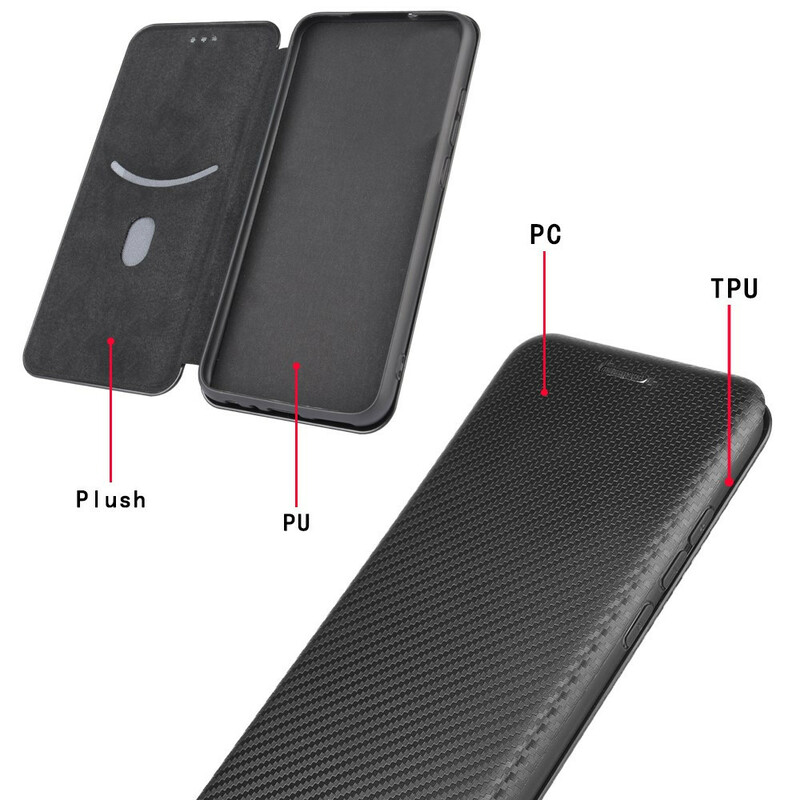 Tampa Flip Cover iPhone 12 Max / 12 Pro Fibra de Carbono