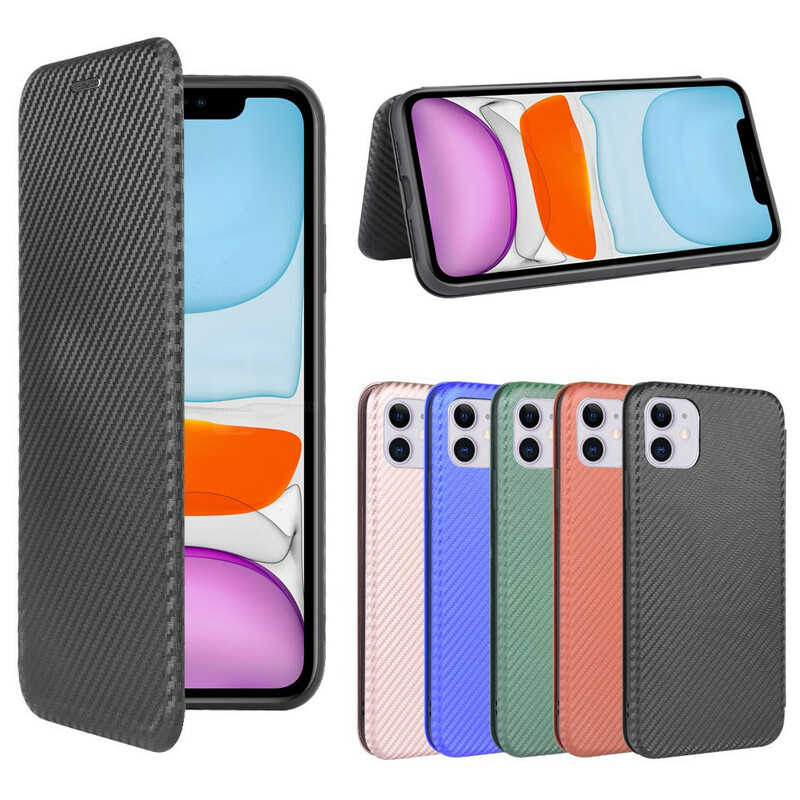 Tampa Flip Cover iPhone 12 Max / 12 Pro Fibra de Carbono