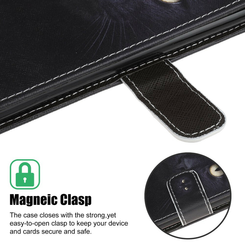 Samsung Galaxy A31 Capa de fita adesiva para olhos de gato preto Samsung Galaxy A31 Capa de fita adesiva para olhos de gato preto