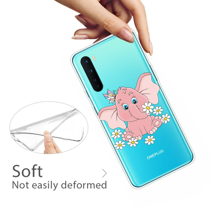 Capa OnePlus Nord de Elefante Rosa Transparente