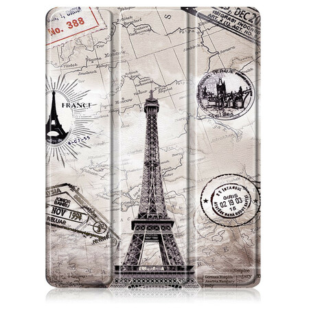 Capa inteligente iPad Air 10.9" (2020) Torre Retro Eiffel com suporte Stylus