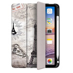 Capa inteligente iPad Air 10.9" (2020) Torre Retro Eiffel com suporte Stylus
