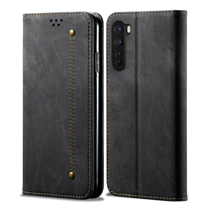 Capa Flip Cover OnePlus Nord Leatherette Jeans Texture
