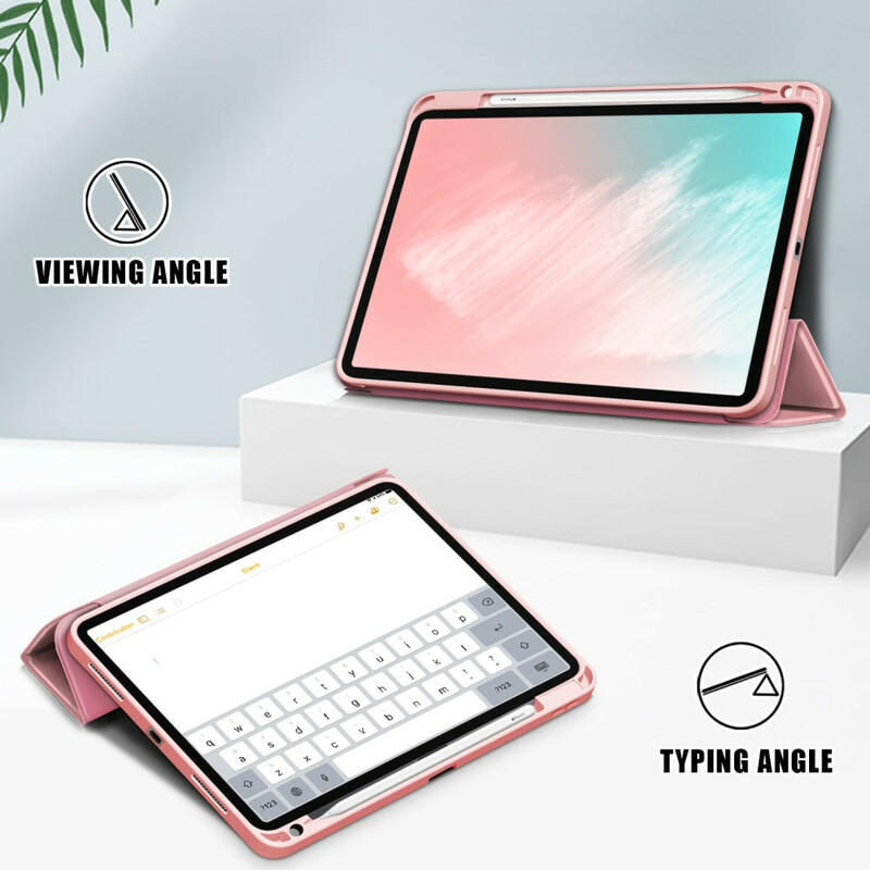 Capa inteligente iPad Air 10.9" (2020) Capa Lychee Stylus em pele