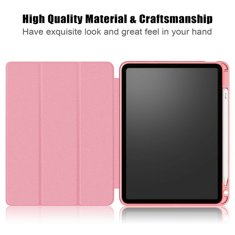 Capa inteligente iPad Air 10.9" (2020) Capa Lychee Stylus em pele