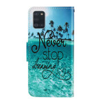 Samsung Galaxy A31 Never Stop Dreaming Case Navy with Strap