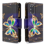 Capa Samsung Galaxy S20 com bolso com zíper Butterfly