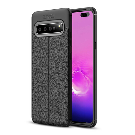 Samsung Galaxy S10 5G Capa de Couro Lychee Efeito Lychee Linha Dupla