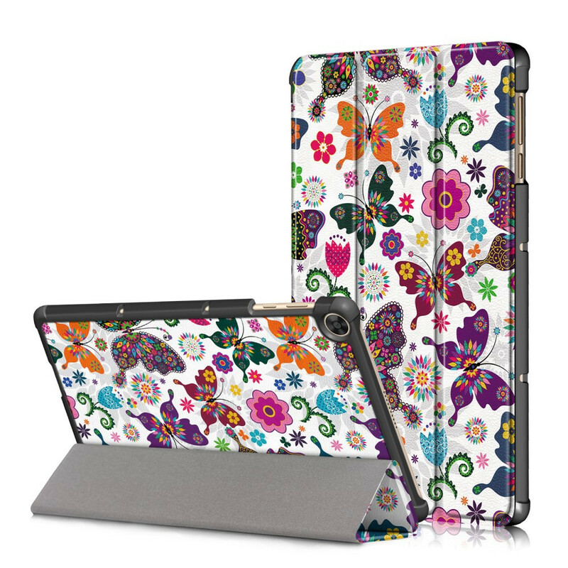 Capa inteligente Huawei MatePad T 10s Butterflies e Flores Reforçadas