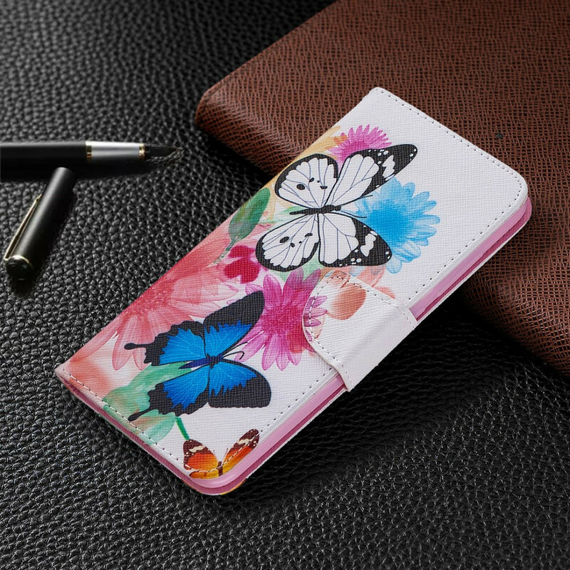 Xiaomi Redmi Note 9 Capa pintada com Borboleta e Flor