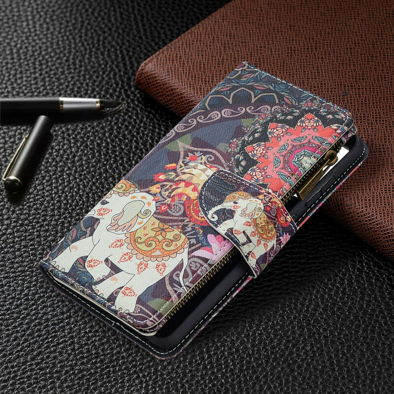 Capa Samsung Galaxy S20 FE com bolso com zíper de elefante