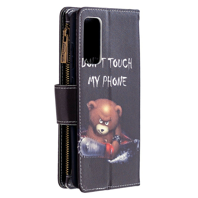 Capa Samsung Galaxy S20 FE com Urso de Bolso com Fecho