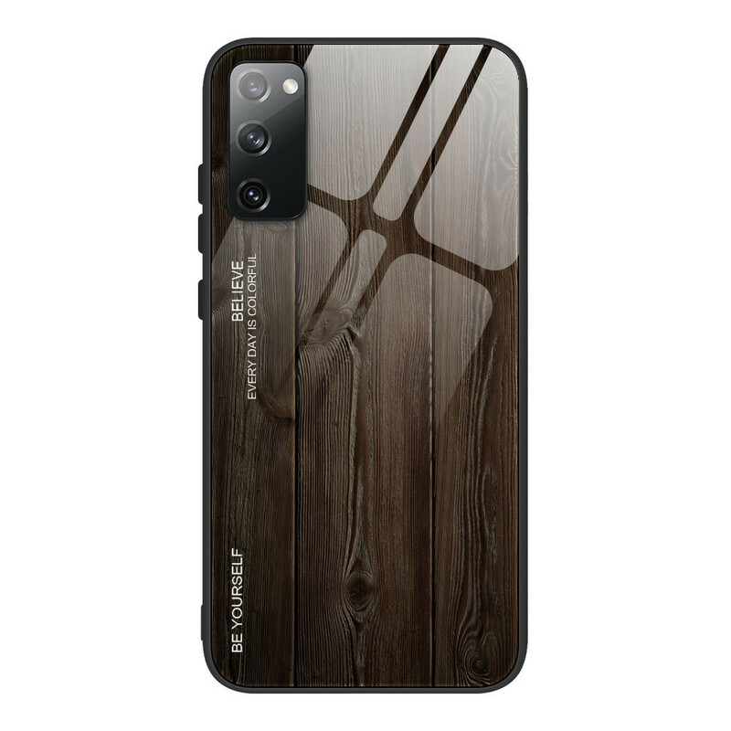 Samsung Galaxy S20 FE Capa de vidro temperado Design de madeira