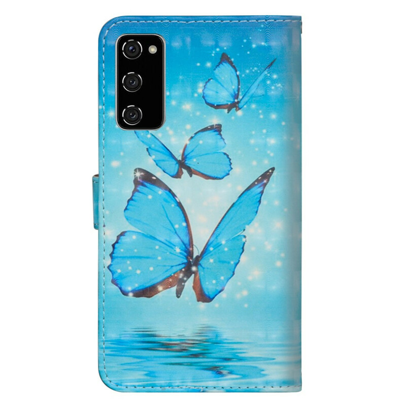 Samsung Galaxy S20 FE capa azul borboletas voadoras