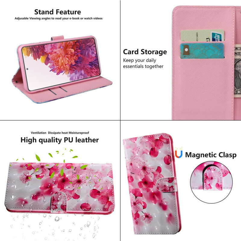 Samsung Galaxy S20 FE Capa de flores cor-de-rosa