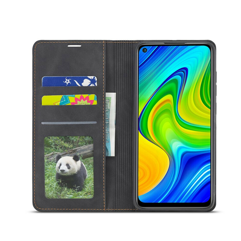 Tampa Flip Cover Xiaomi Redmi Note 9 Efeito Couro PARA A VERDADE
