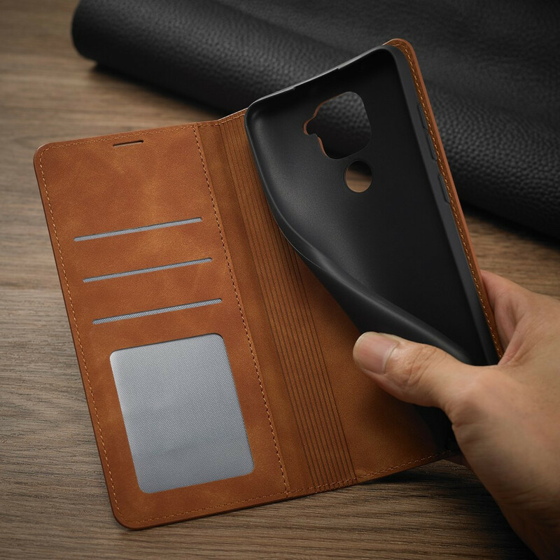 Tampa Flip Cover Xiaomi Redmi Note 9 Efeito Couro PARA A VERDADE Tampa Flip Cover Xiaomi Redmi Note 9 Efeito Couro PARA A VERDADE