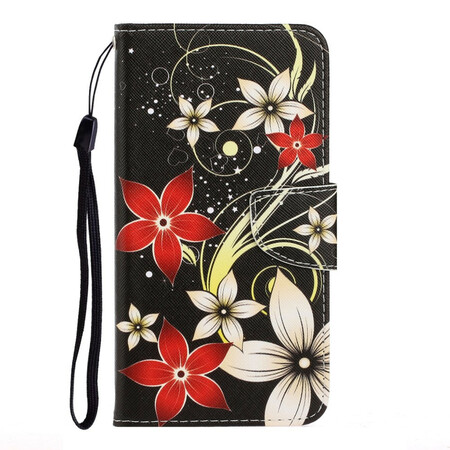 Xiaomi Redmi Note 8T Capa de Flores Coloridas com Bracelete