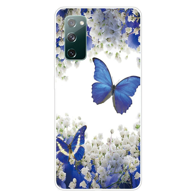 Samsung Galaxy S20 FE Case Blue Butterflies e Winter Flowers