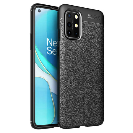 Capa de couro OnePlus 8T Linha dupla de efeito Lychee