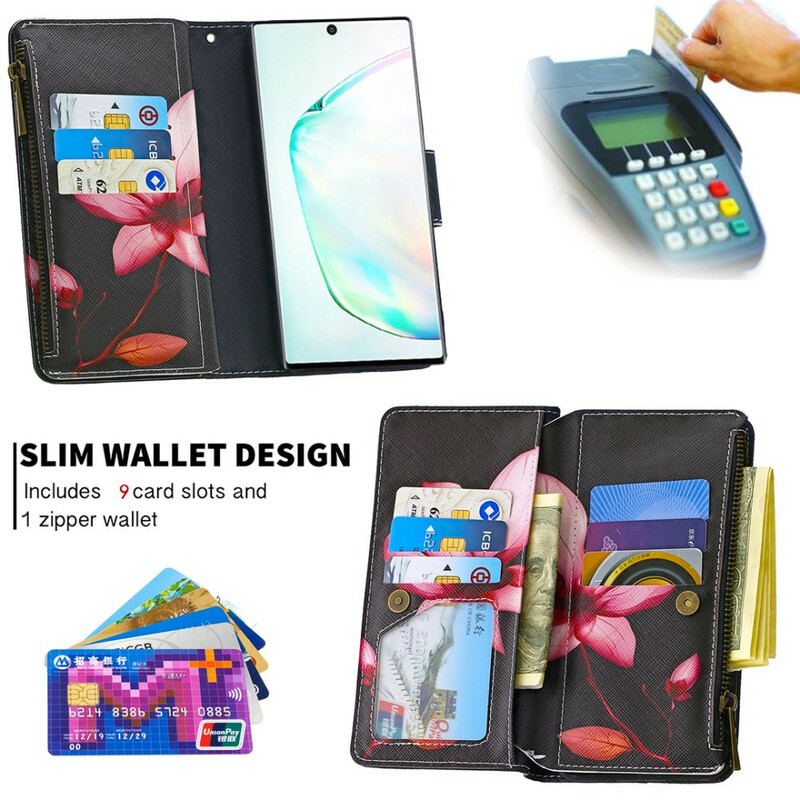 Samsung Galaxy Note 10 Flor de Bolso com Fecho