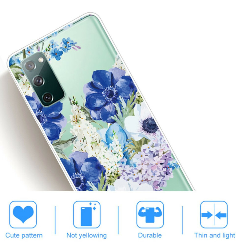 Samsung Galaxy S20 FE Capa transparente para flores de aguarela