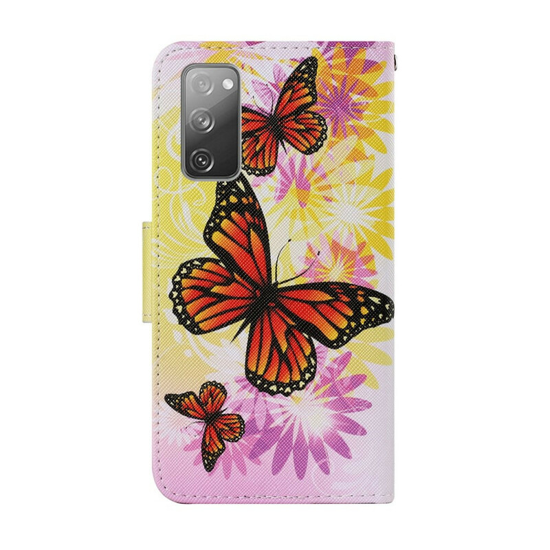 Samsung Galaxy S20 FE Capa de Borboletas e Flores de Verão