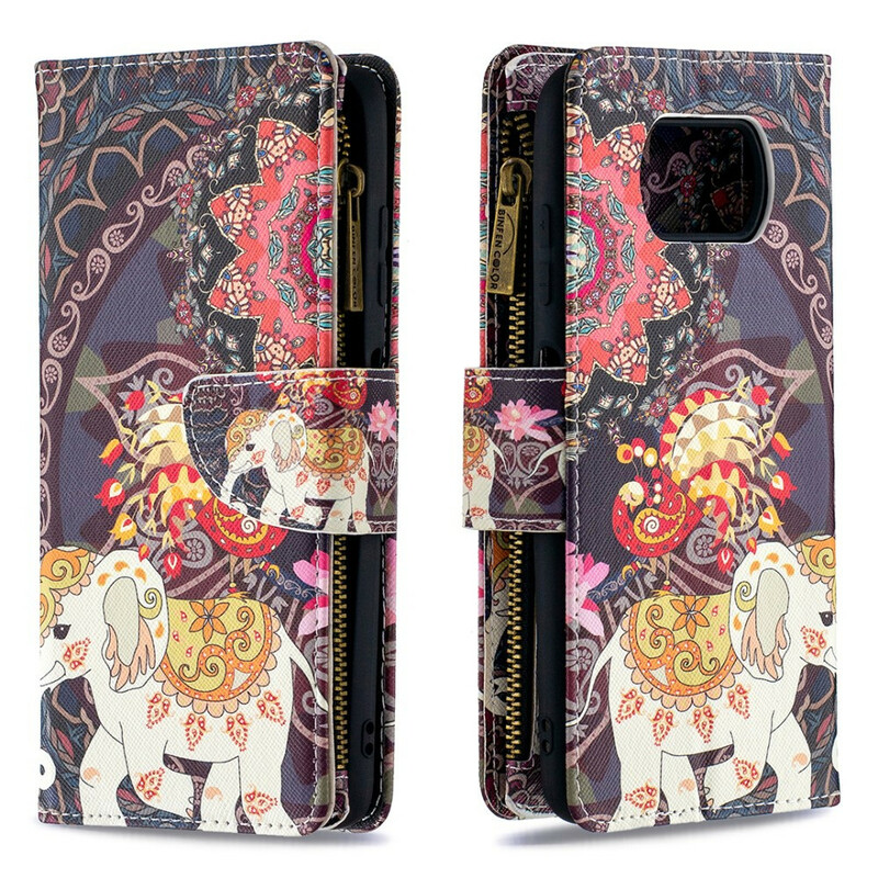 Xiaomi Poco X3 Capa de Bolso de Elefante Zipper
