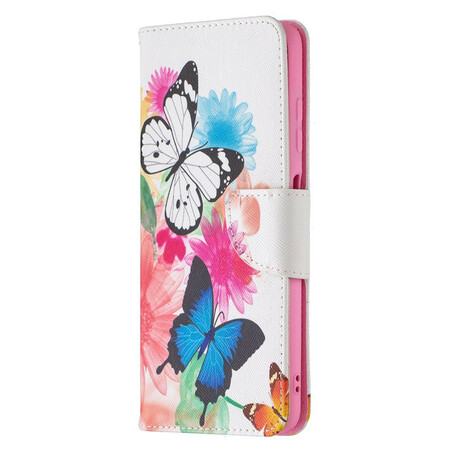 Xiaomi Poco X3 Capa de Borboletas e Flores Pintadas