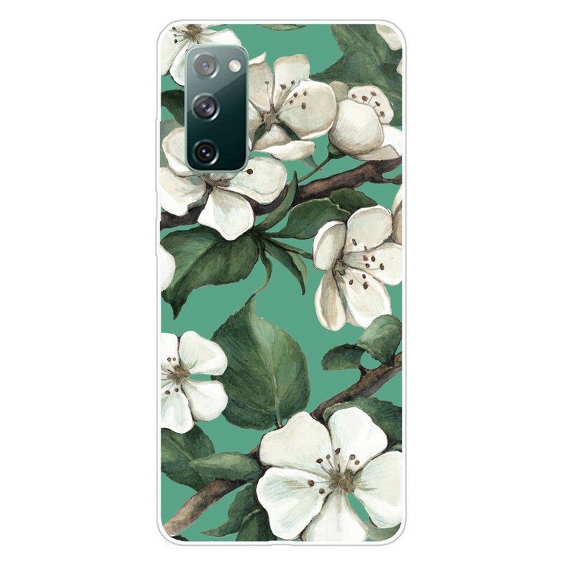 Samsung Galaxy S20 FE Case Painted White Flowers