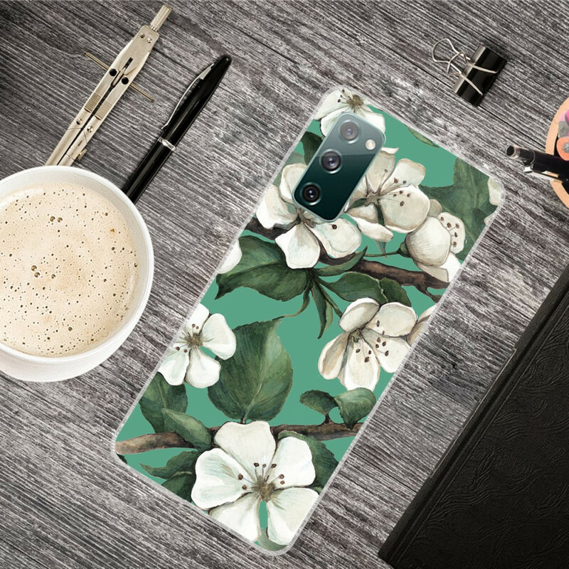 Samsung Galaxy S20 FE Case Painted White Flowers