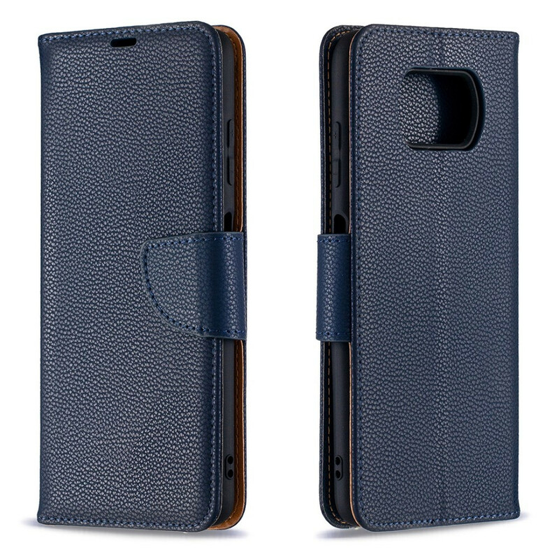 Xiaomi Poco X3 Aba oblíqua da capa de Litchi