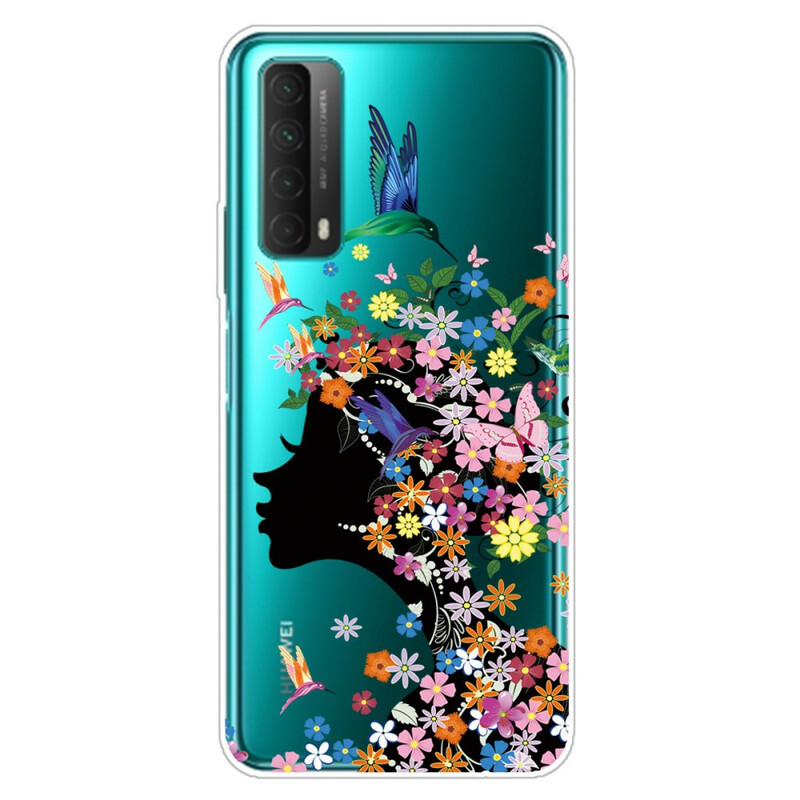 Capa Huawei P Smart 2021 Transparent Flowered Girl