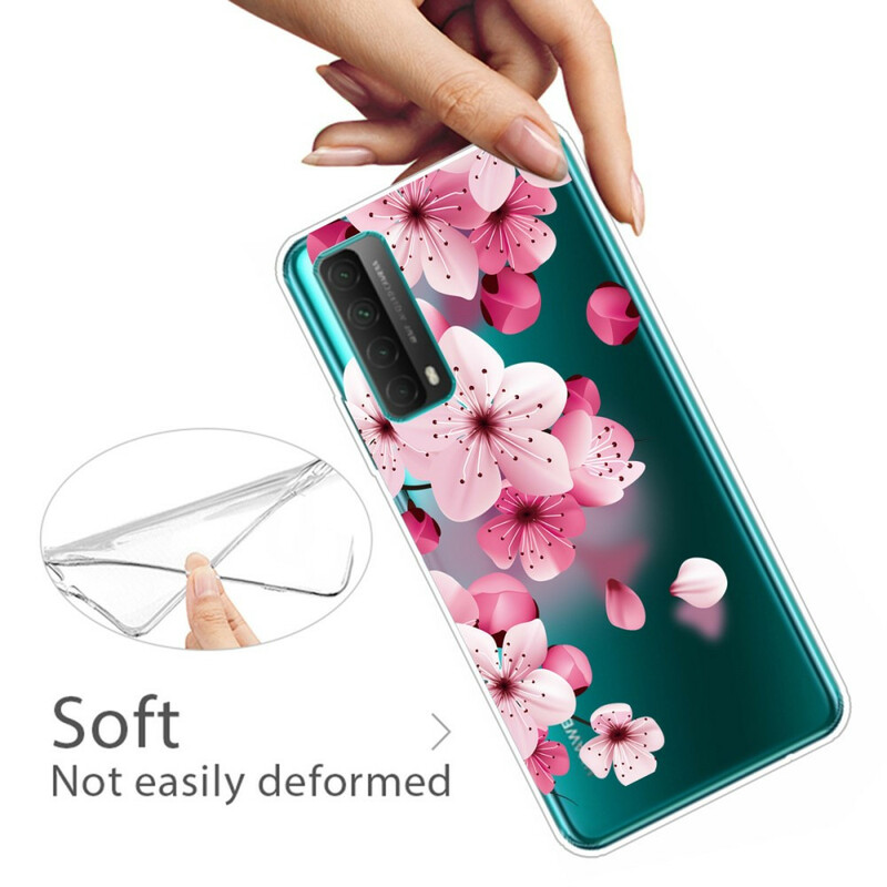 Huawei P smart Case 2021 Flores Grandes Rosa
