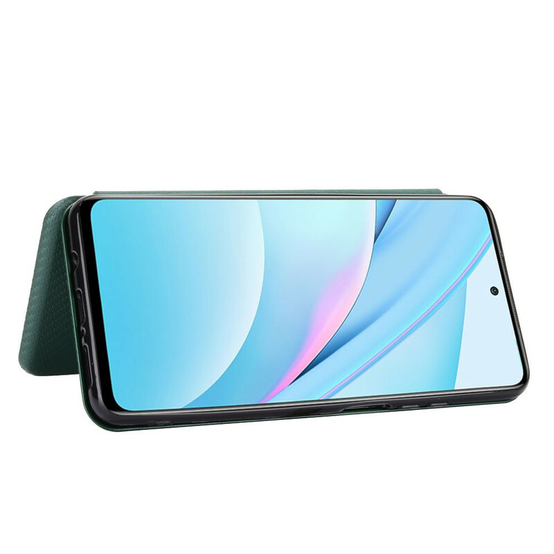 Tampa Flip Cover Xiaomi Mi 10T Lite Fibra de Carbono com Suporte de Anel