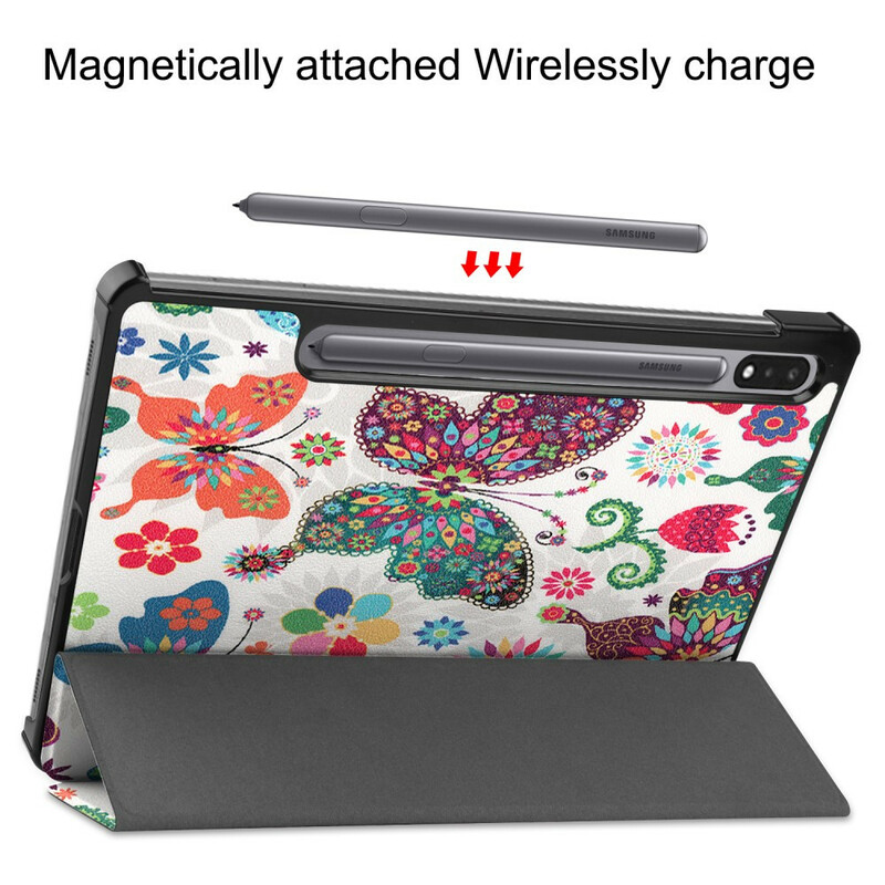 Capa inteligente Samsung Galaxy Tab S7 Stylus Holder Vintage Flowers