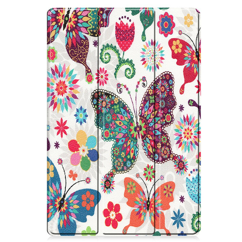 Capa inteligente Samsung Galaxy Tab S7 Plus Butterflies e Flores Reforçadas