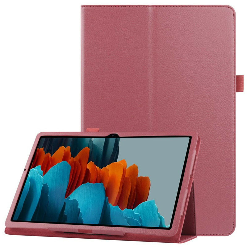 Samsung Galaxy Tab S7 Plus Capa de Couro Lychee