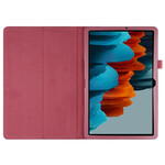 Samsung Galaxy Tab S7 Plus Capa de Couro Lychee