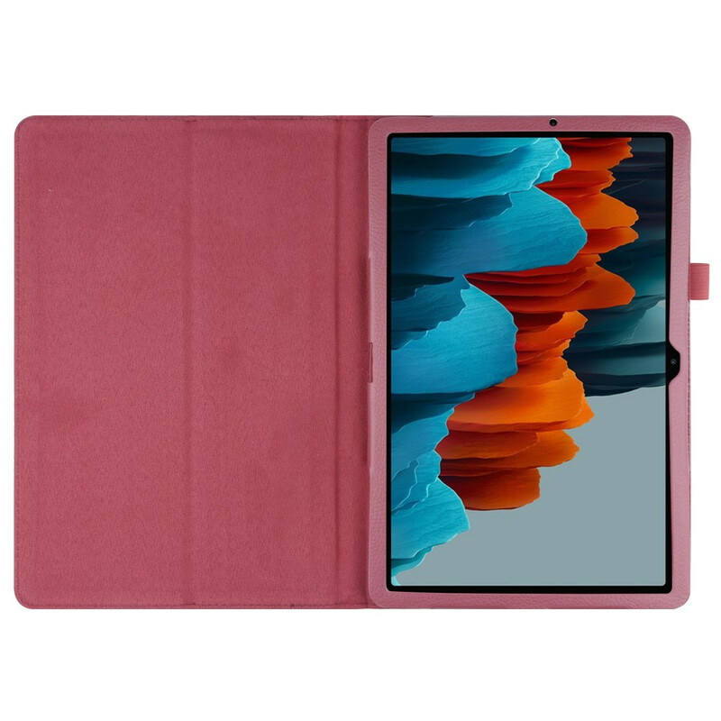 Samsung Galaxy Tab S7 Plus Capa de Couro Lychee