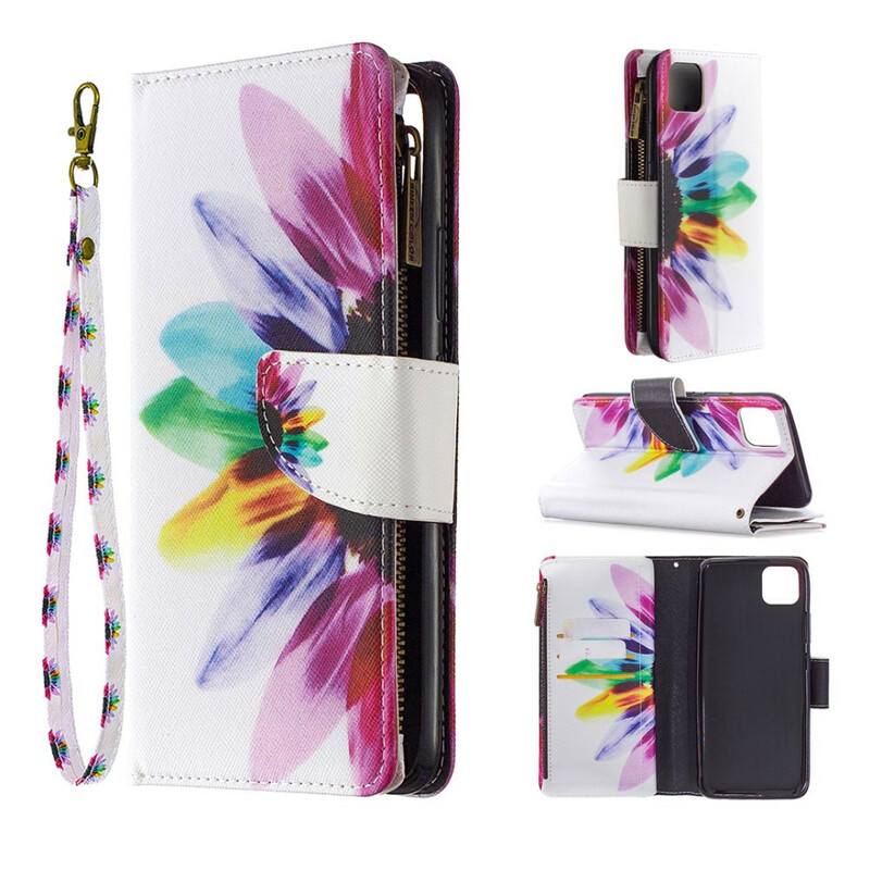 Capa Realme C11 Flor de bolso com fecho de correr