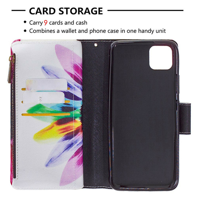 Capa Realme C11 Flor de bolso com fecho de correr