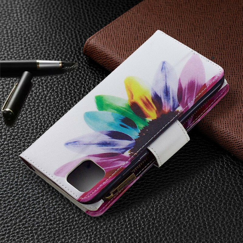 Capa Realme C11 Flor de bolso com fecho de correr