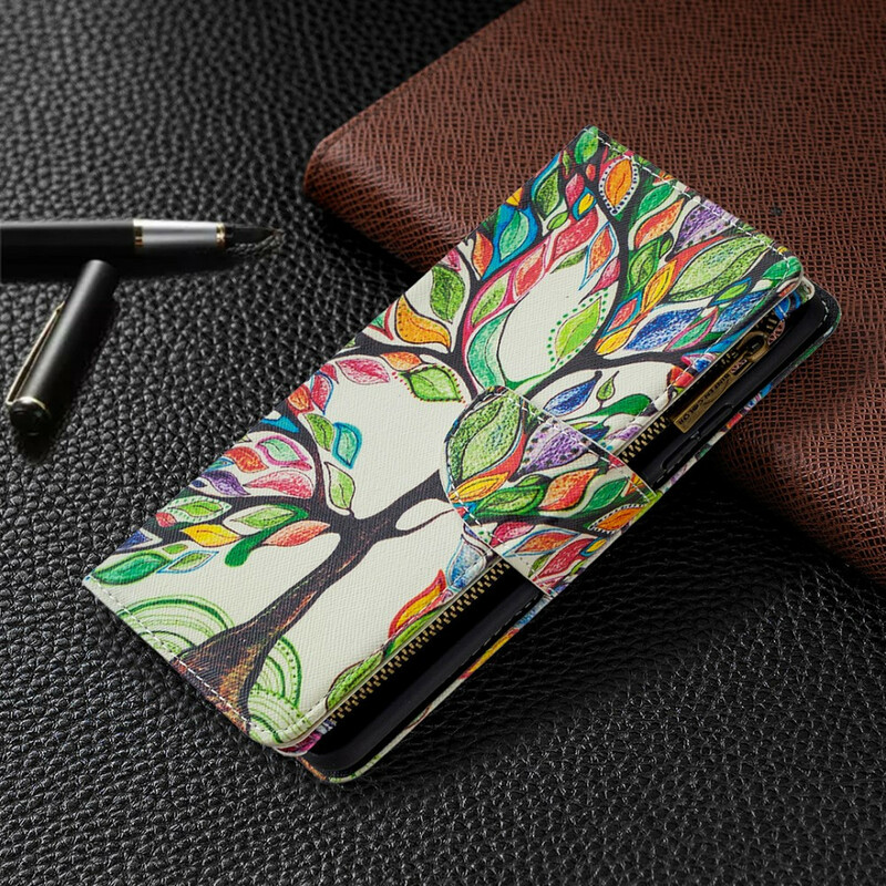 Capa de bolso Samsung Galaxy A42 5G Zipper Pocket Tree