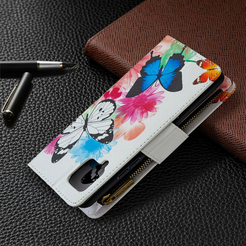 Samsung Galaxy A42 5G Capa de Bolso com Fecho de Carcaça Butterflies