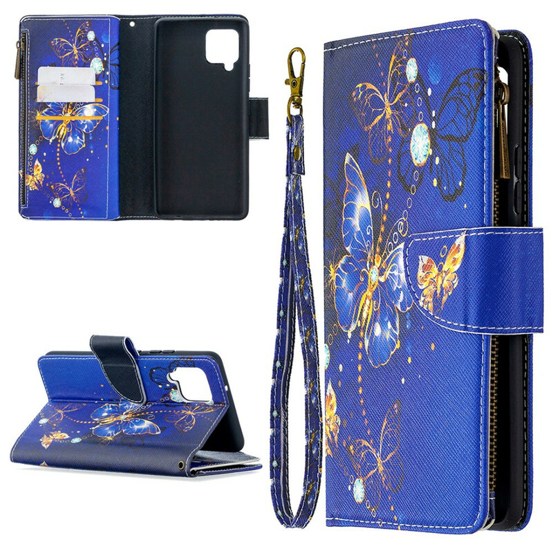 Samsung Galaxy A42 5G Capa de Bolso com Fecho de Carcaça Butterflies