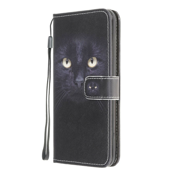 Samsung Galaxy A42 5G Capa de olhos de gato preto com cinta