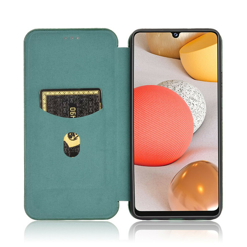 Tampa Flip Cover Samsung Galaxy A42 5G Fibra de Carbono